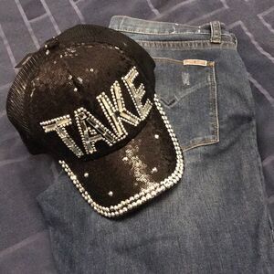Fun “TAKE” sequin hat